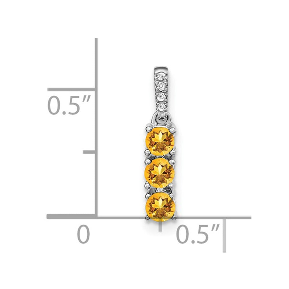 9/10 Carat (ctw) Citrine Stick Pendant Necklace in 14K White Gold with Chain Image 2