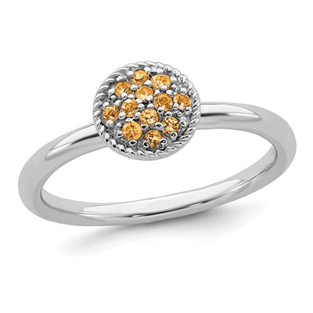 1/5 Carat (ctw) Natural Citrine Cluster Ring in Sterling Silver Image 1