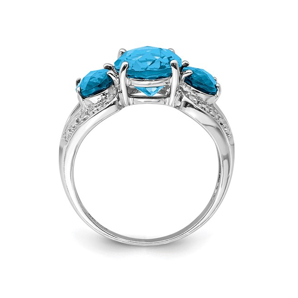 5.40 Carat (ctw) Blue Topaz Three Stone Ring in Sterling Silver Image 2