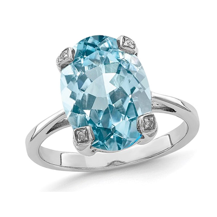 Large 6.65 Carat (ctw) Blue Topaz Ring in Sterling Silver Image 1