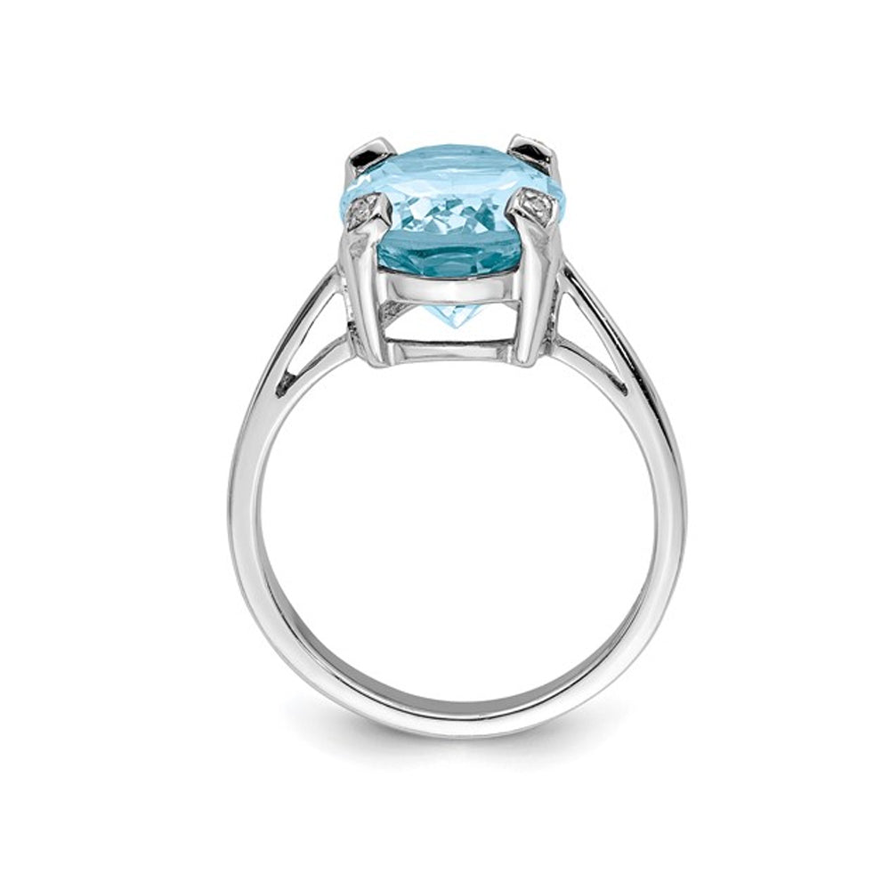 Large 6.65 Carat (ctw) Blue Topaz Ring in Sterling Silver Image 2