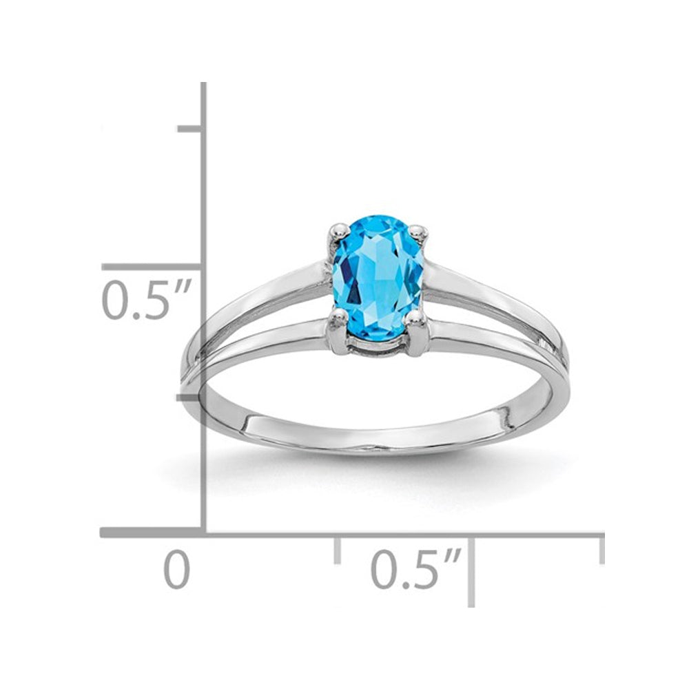 1/2 Carat (ctw) Solitaire Blue Topaz Ring in 14K White Gold Image 2