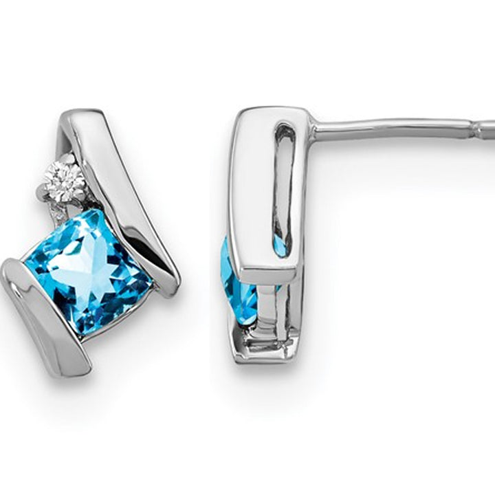 3/5 Carat (ctw) Blue Topaz Stud Earrings in 10K White Gold Image 1