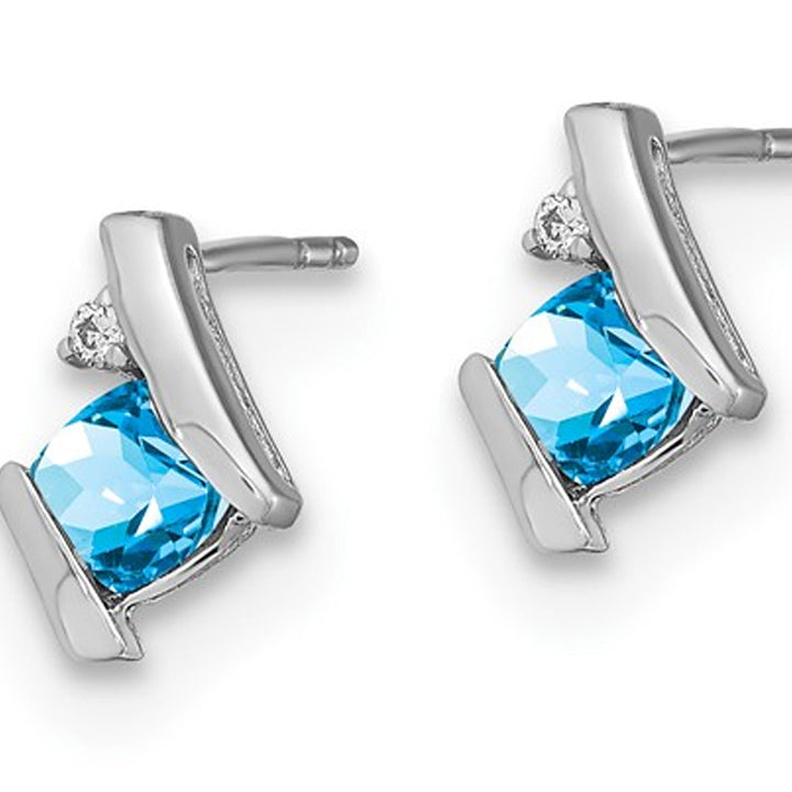 3/5 Carat (ctw) Blue Topaz Stud Earrings in 10K White Gold Image 2