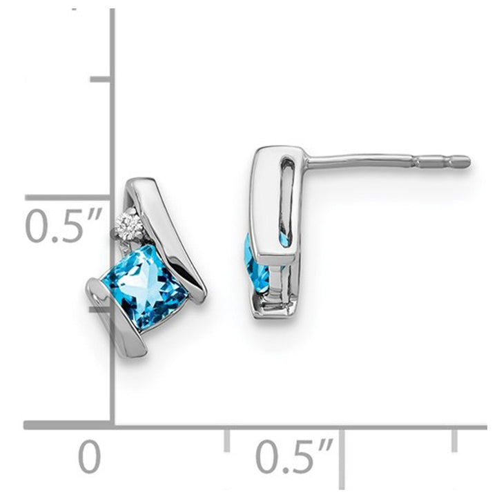 3/5 Carat (ctw) Blue Topaz Stud Earrings in 10K White Gold Image 3