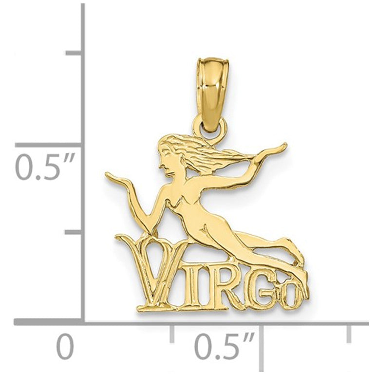 10K Yellow Gold VIRGO Charm Astrology Pendant Necklace with Chain Image 2