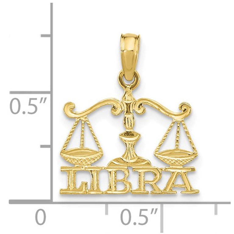 10K Yellow Gold Libra Charm Astrology Zodiac Pendant Necklace with Chain Image 2