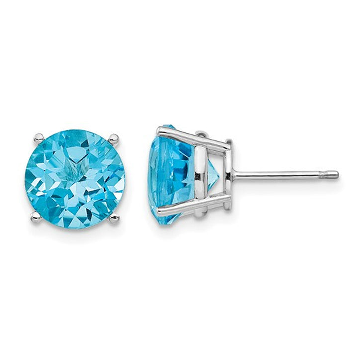7.20 Carat (ctw) Natural Blue Topaz Solitaire Earrings in 14K White Gold Image 1