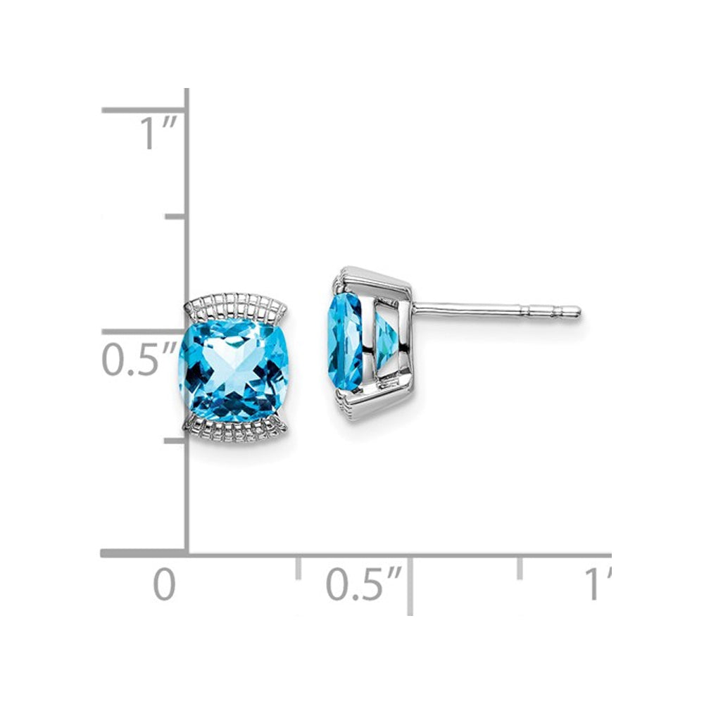 1.75 Carat (ctw) Natural Blue Topaz Earrings in 14K White Gold with Accent Diamonds Image 3
