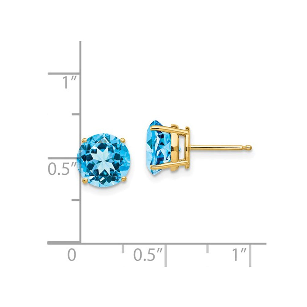 5.00 Carat (ctw) Blue Topaz Stud Earrings in 14K Yellow Gold Image 2