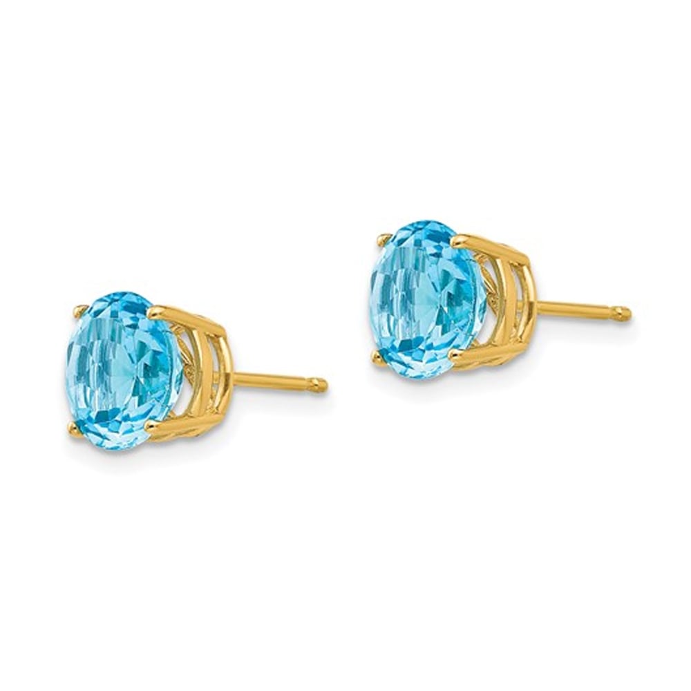 5.00 Carat (ctw) Blue Topaz Stud Earrings in 14K Yellow Gold Image 3