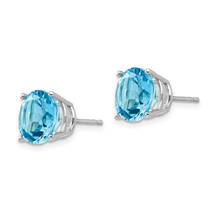 7.20 Carat (ctw) Natural Blue Topaz Solitaire Earrings in 14K White Gold Image 3
