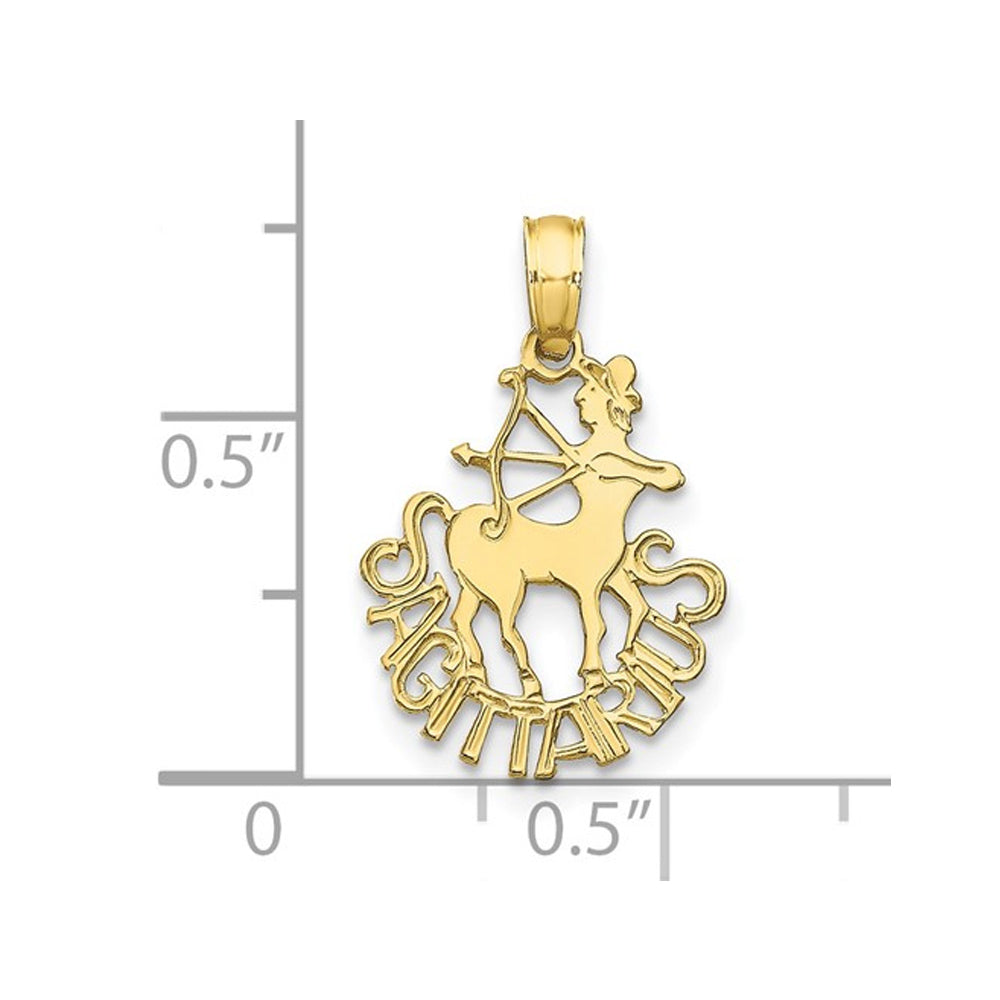 10K Yellow Gold SAGITARIUS Charm Zodiac Astrology Pendant Necklace with Chain Image 2