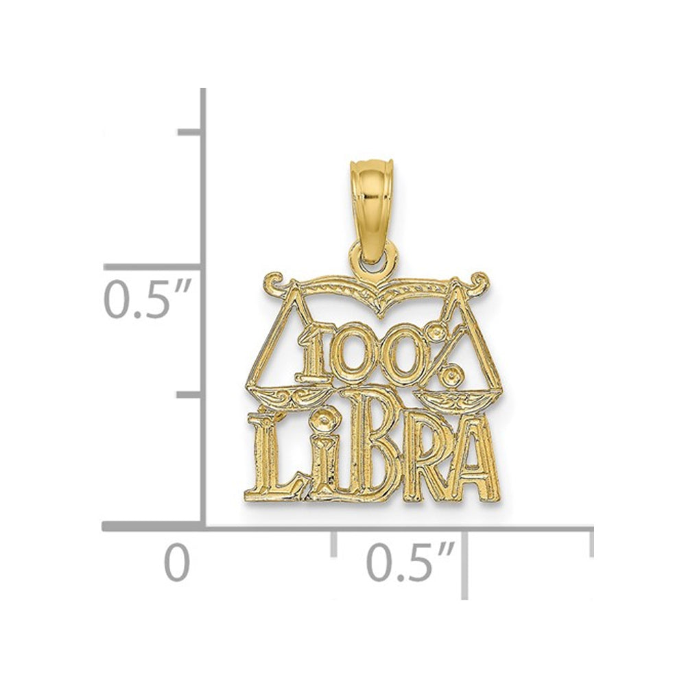 10K Yellow Gold 100% LIBRA Charm Astrology Zodiac Pendant Necklace with Chain Image 2