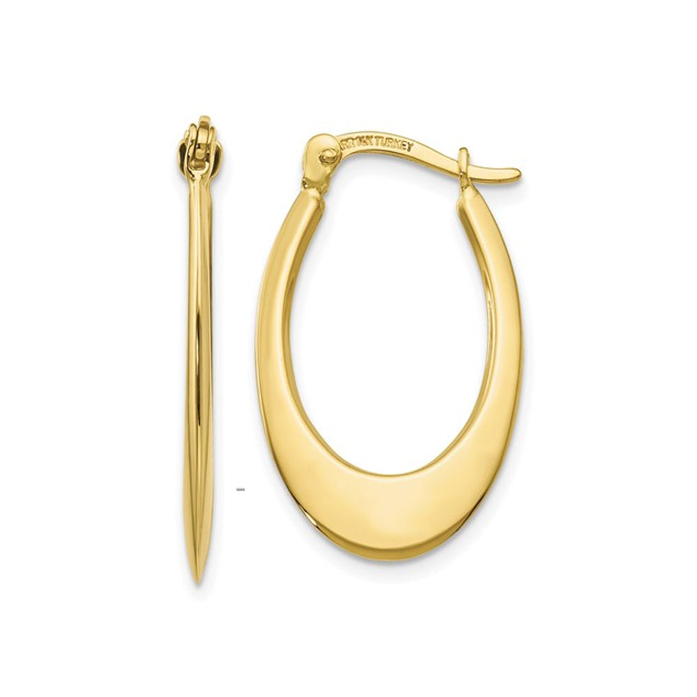10K Yellow Gold Polished Oval Hoop Earrings Image 1