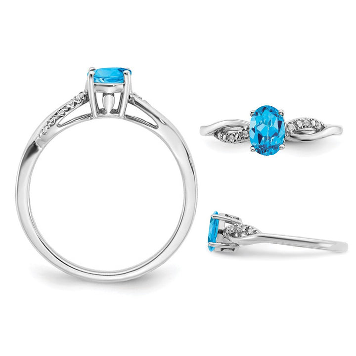 1.30 Carat (ctw) Oval Blue Topaz Infinity Ring in 14K White Gold Image 3