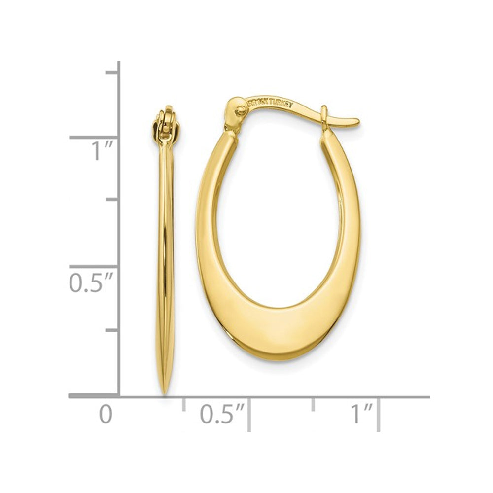10K Yellow Gold Polished Oval Hoop Earrings Image 2