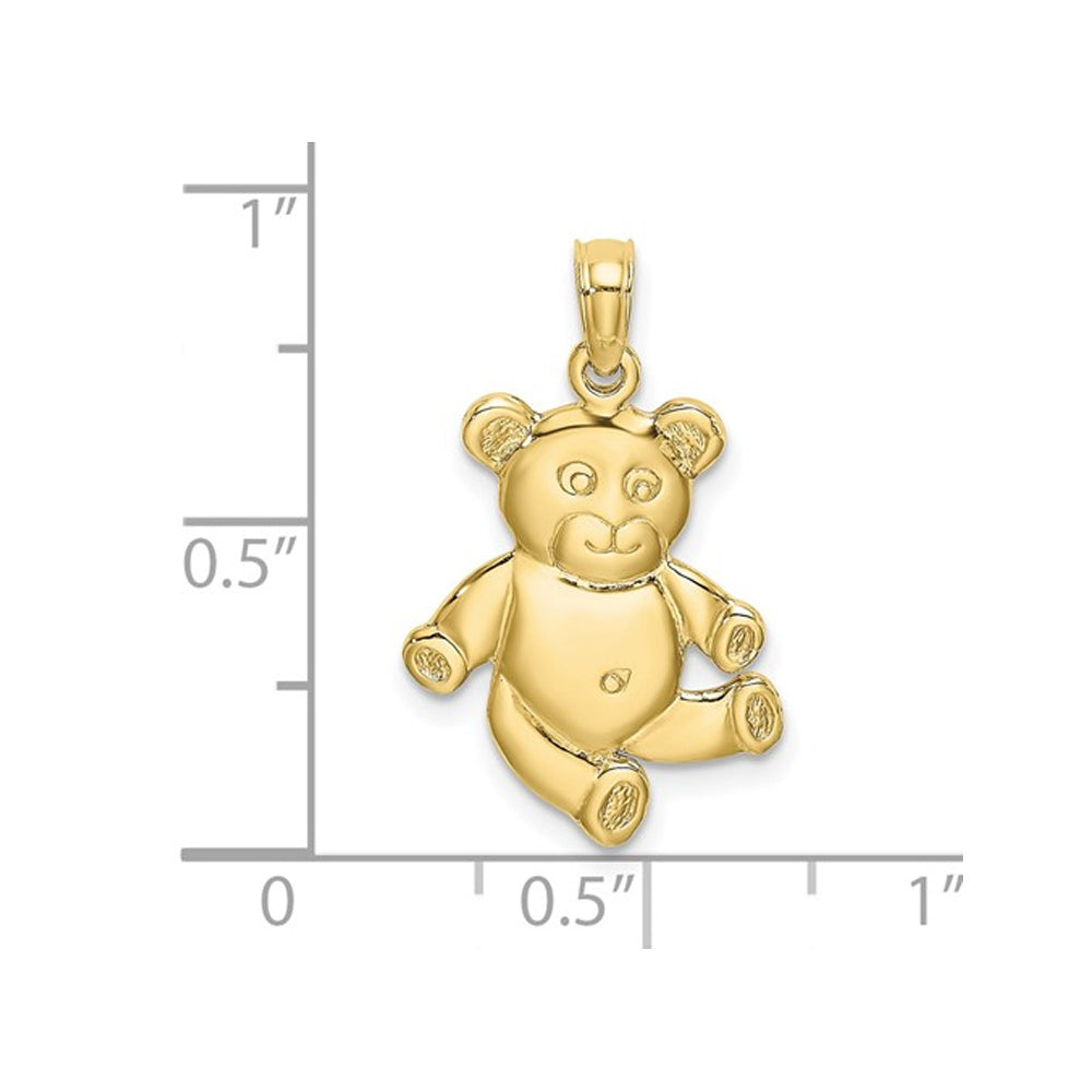 10K Yellow Gold Reversible Teddy Bear Charm Pendant Necklace with Chain Image 2