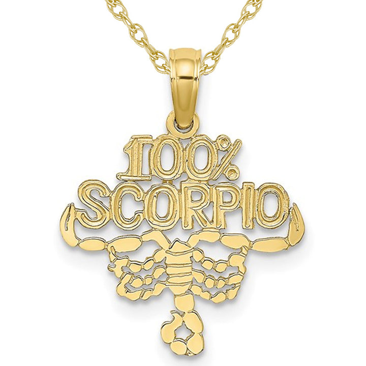 10K Yellow Gold 100% SCORPIO Charm Astrology Pendant Necklace with Chain Image 1