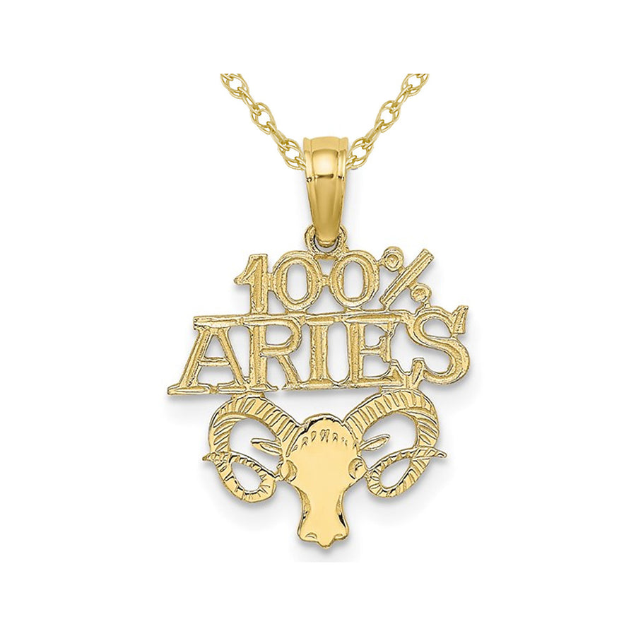 10K Yellow Gold 100% ARIES Charm Zodiac Astrology Pendant Necklace with Chain Image 1