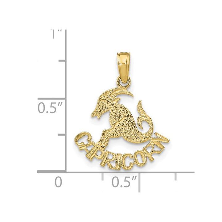 10K Yellow Gold CAPRICORN Zodiac Charm Astrology Zodiac Pendant Necklace with Chain Image 3