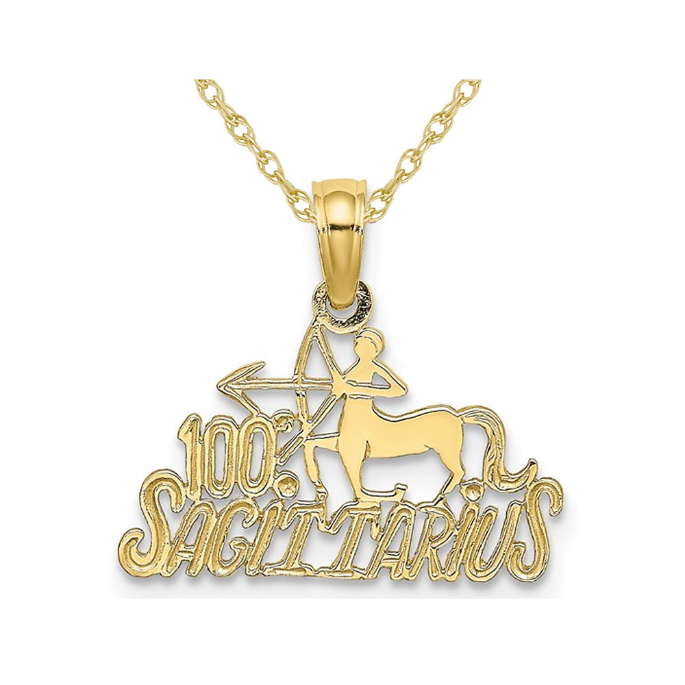 10K Yellow Gold 100% SAGITARIUS Charm Zodiac Astrology Pendant Necklace with Chain Image 1