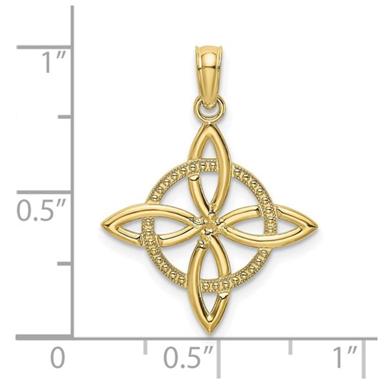 10K Yellow Gold Celtic Eternity Knot Charm Pendant Necklace with Chain Image 2