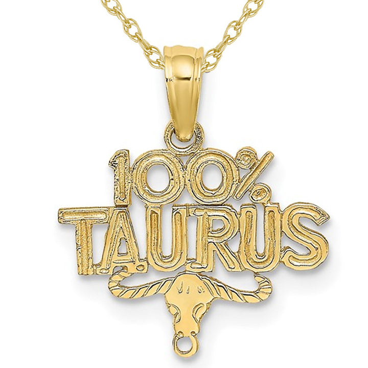 10K Yellow Gold 100% TAURUS Charm Astrology Zodiac Pendant Necklace with Chain Image 1