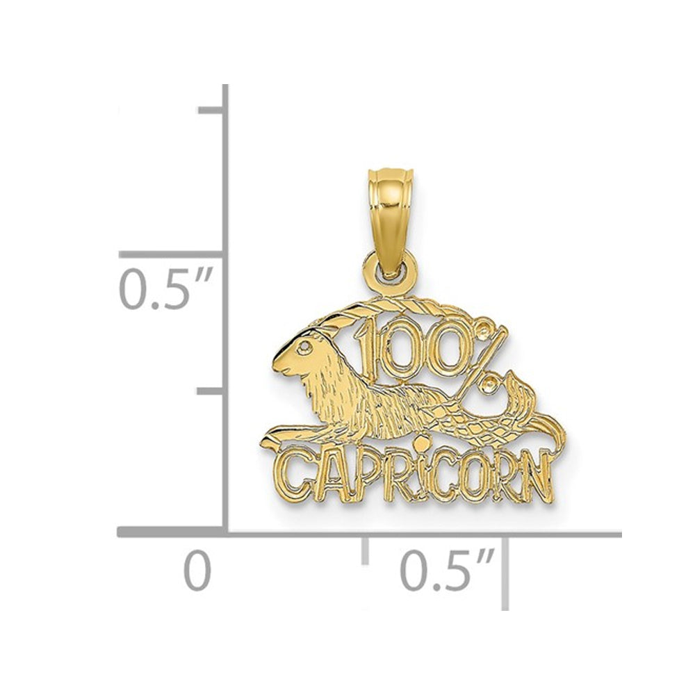 10K Yellow Gold 100% CAPRICORN Zodiac Charm Astrology Zodiac Pendant Necklace with Chain Image 2