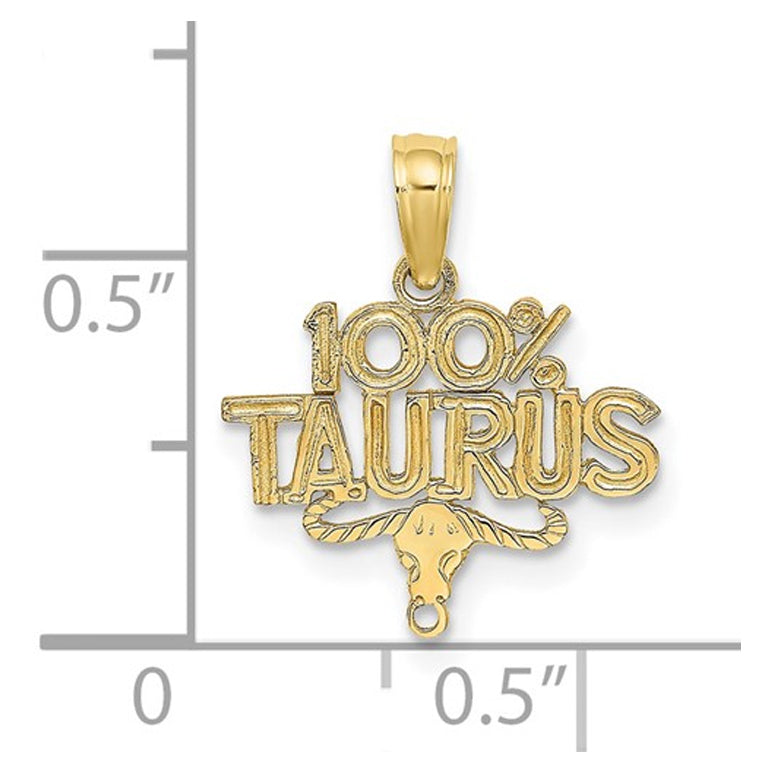 10K Yellow Gold 100% TAURUS Charm Astrology Zodiac Pendant Necklace with Chain Image 2