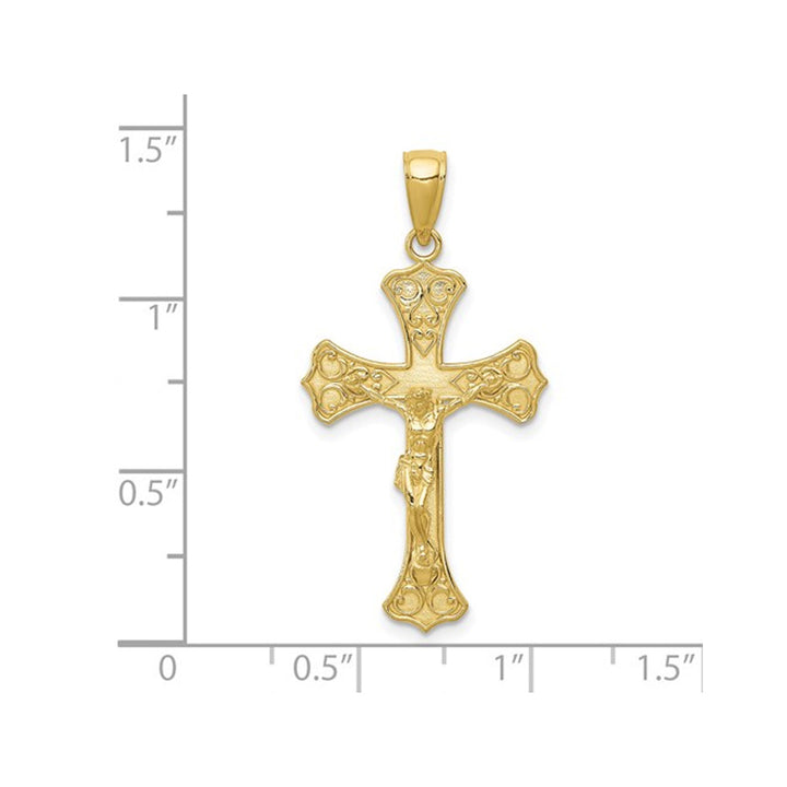 10K Yellow Gold Cross Crucifix Pendant Necklace with Chain Image 2