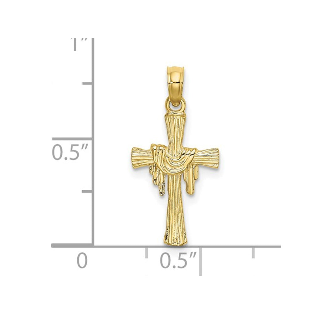 10K Yellow Gold Polished Cross with Drape Pendant Necklace with Chain Image 2