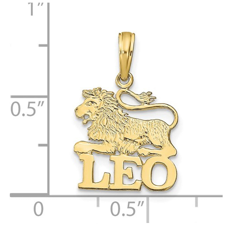 10K Yellow Gold LEO Charm Zodiac Astrology Pendant Necklace with Chain Image 2