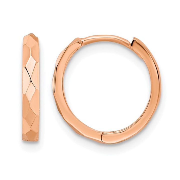 14K Rose Pink Gold Polished Hoop Earrings (2.00mm thick) Image 1