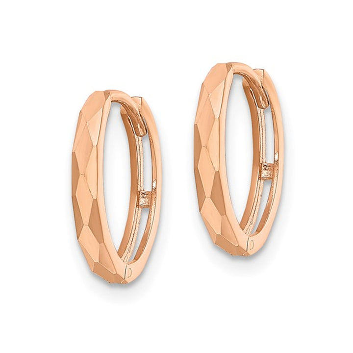 14K Rose Pink Gold Polished Hoop Earrings (2.00mm thick) Image 2