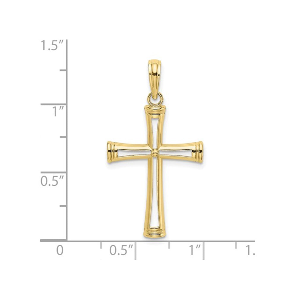 10K Yellow Gold Cut-Out Polished Cross Pendant Necklace with Chain Image 2