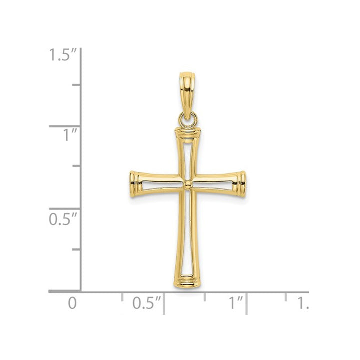 10K Yellow Gold Cut-Out Polished Cross Pendant Necklace with Chain Image 2