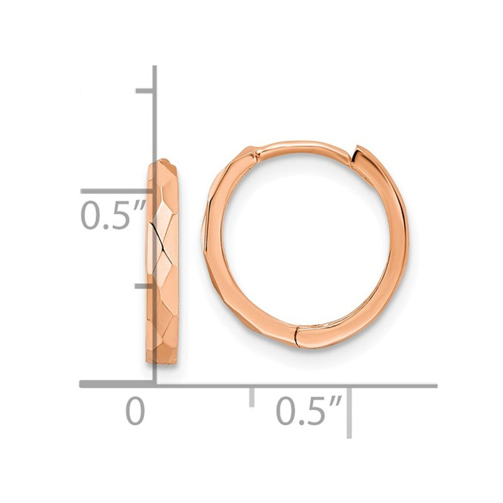 14K Rose Pink Gold Polished Hoop Earrings (2.00mm thick) Image 3