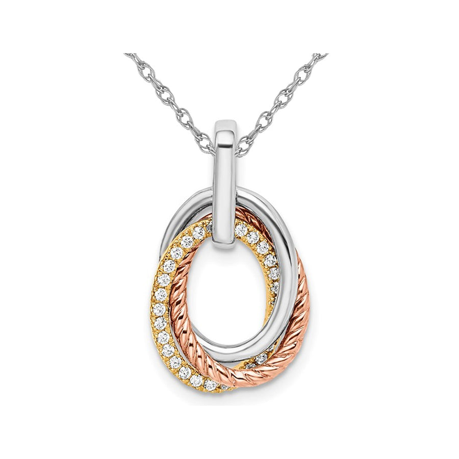 1/7 Carat (ctw) Diamond Oval Pendant Necklace in 14K WhiteYellow and Rose Gold with Chain Image 1