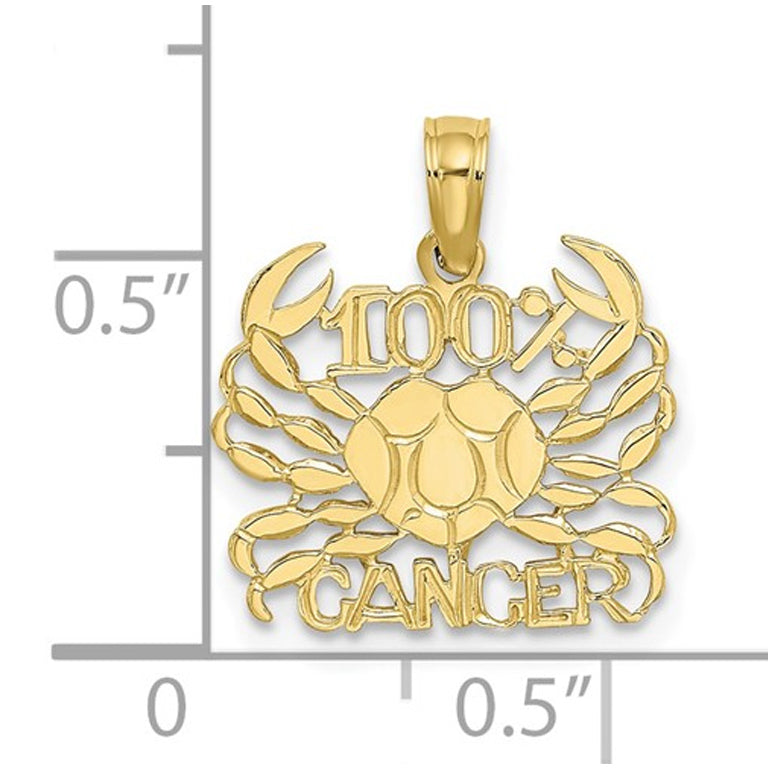 10K Yellow Gold 100% CANCER Charm Astrology Pendant Necklace with Chain Image 2