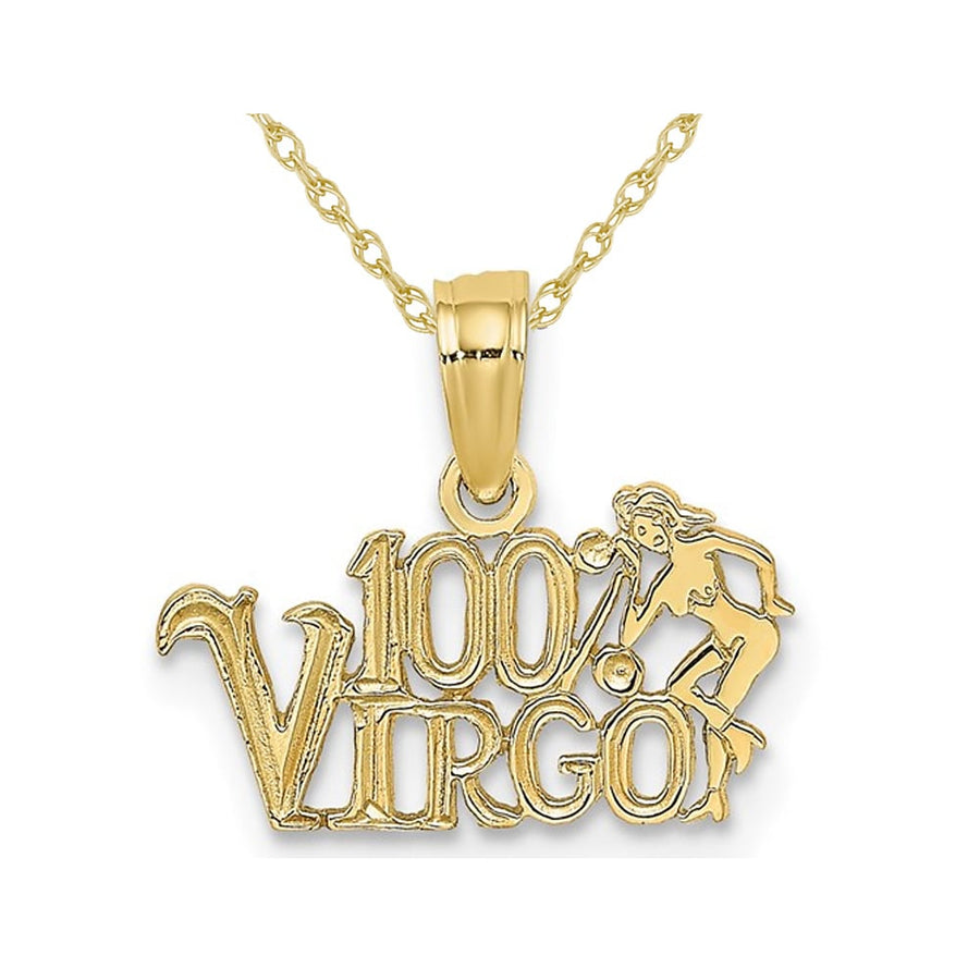 10K Yellow Gold 100% VIRGO Charm Astrology Zodiac Pendant Necklace with Chain Image 1