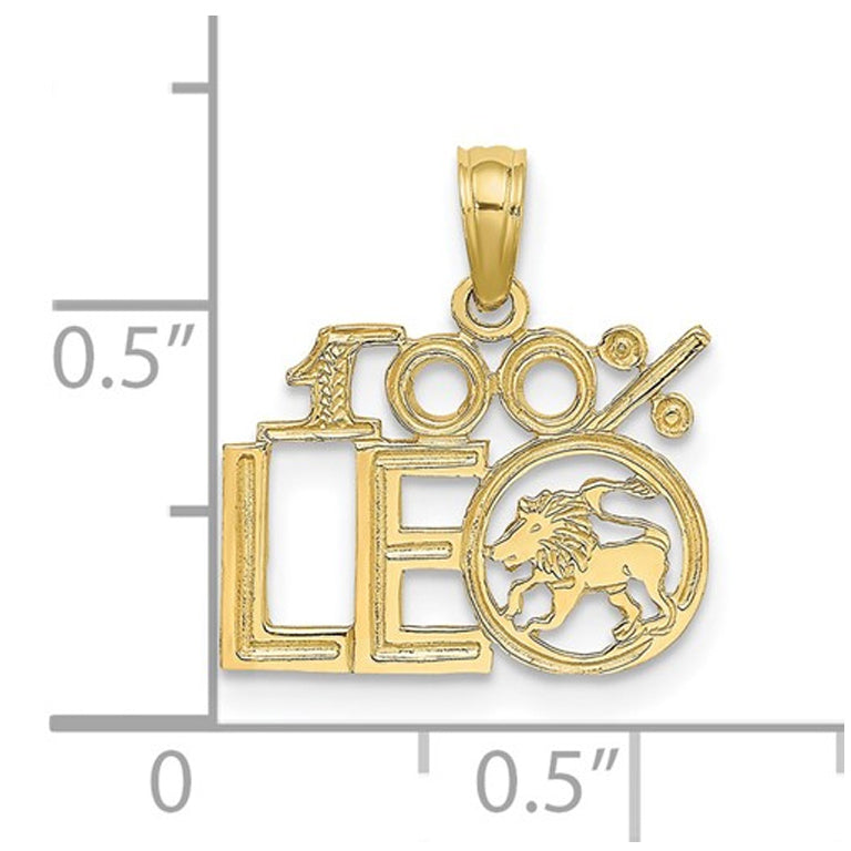 10K Yellow Gold 100% LEO Charm Astrology Pendant Necklace with Chain Image 3