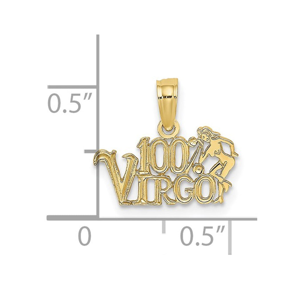 10K Yellow Gold 100% VIRGO Charm Astrology Zodiac Pendant Necklace with Chain Image 2