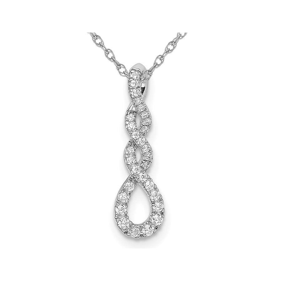 1/8 Carat (ctw) Diamond Twist Pendant Necklace in 14K White Gold with Chain Image 1