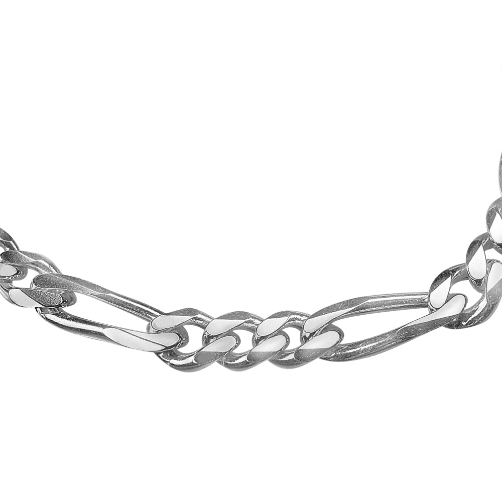 Mens Bracelet Figaro Chain 8 Inches in Sterling Silver Image 2