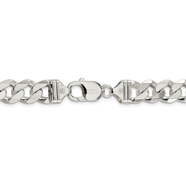 Mens Curb Chain Bracelet 9 Inches in Sterling Silver 10mm Image 3