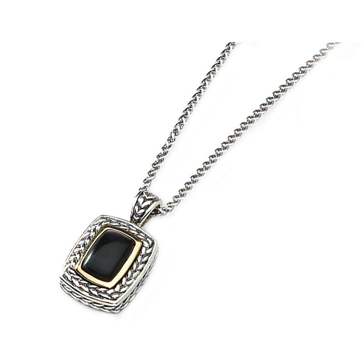 Black Mother of Pearl Necklace in Sterling Silver with 14K Yellow Gold Accents Image 2