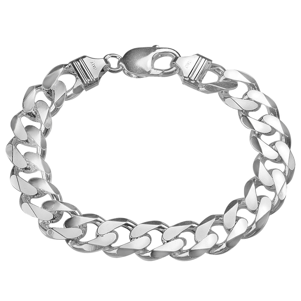 Sterling Silver Mens Curb Chain Bracelet 8 Inches (11mm) Image 1