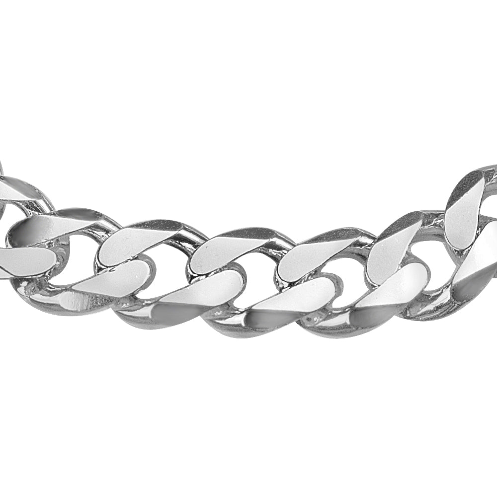 Sterling Silver Mens Curb Chain Bracelet 8 Inches (11mm) Image 2