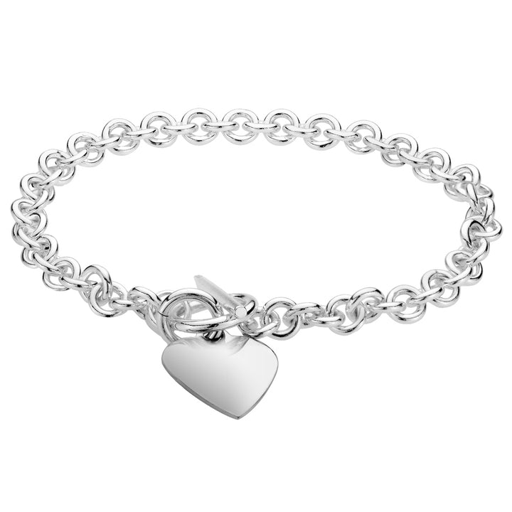 Sterling Silver Toggle Heart Tag Charm Bracelet Image 1